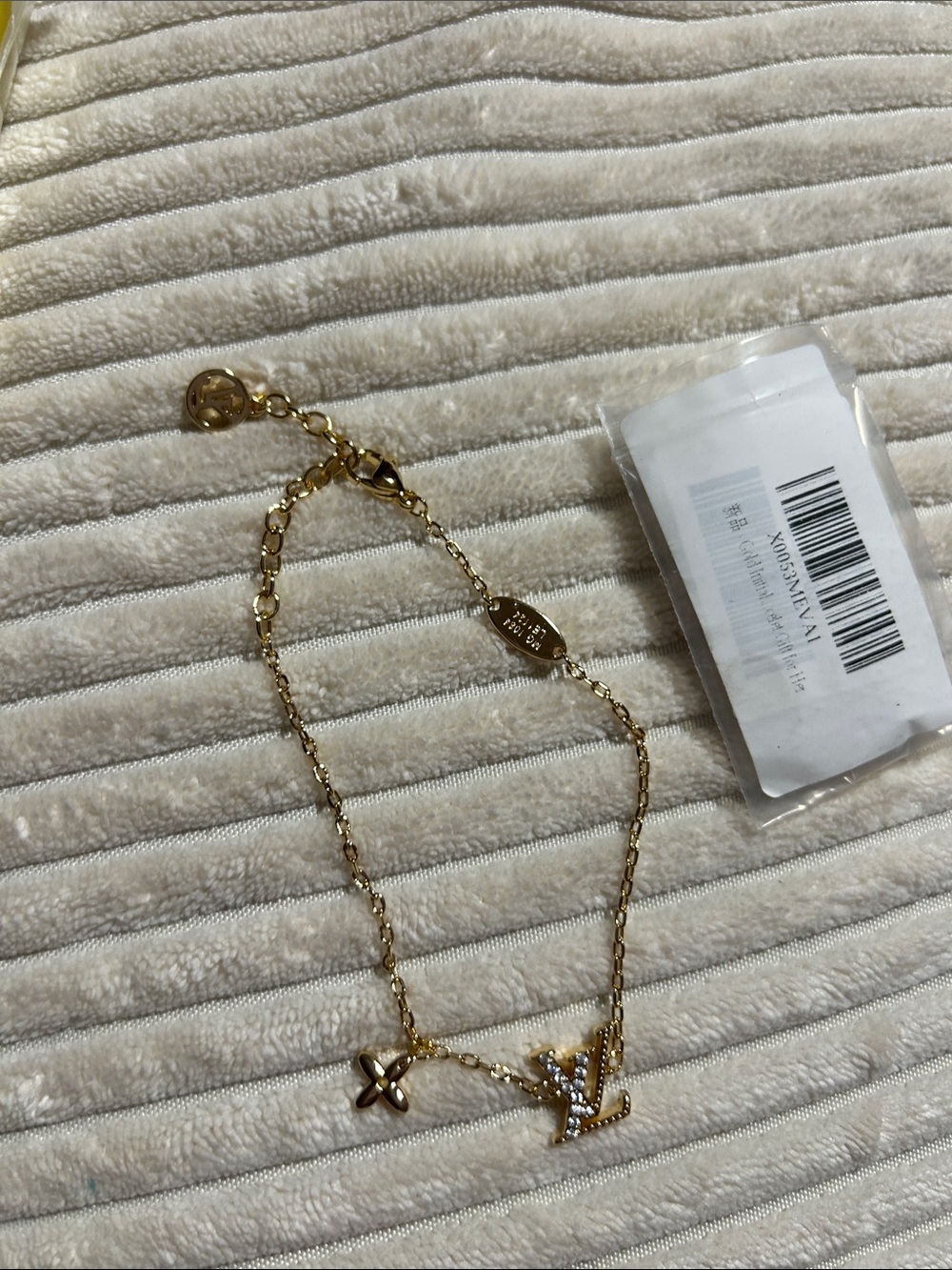 Gold-tone Women’s Bracelet with Crystal Accent